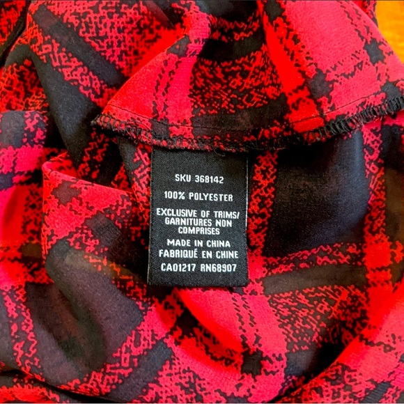 💖🥰 Perfect Condition LE CHÂTEAU Large Black & Red Ginghams Print Blouse - Picture 4 of 6